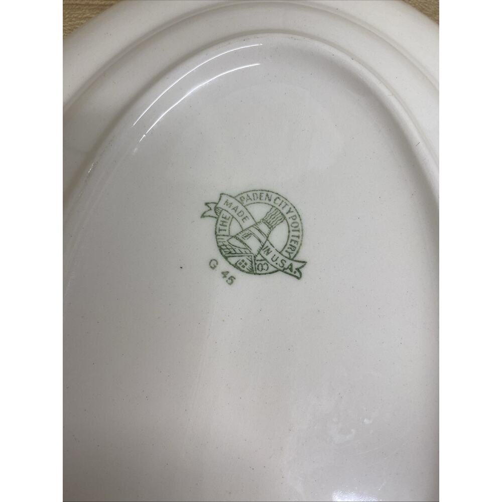 Vintage Paden City Pottery Duchess Medium Oval Platter Floral Gold Trim 11.5” - Picture 3 of 8